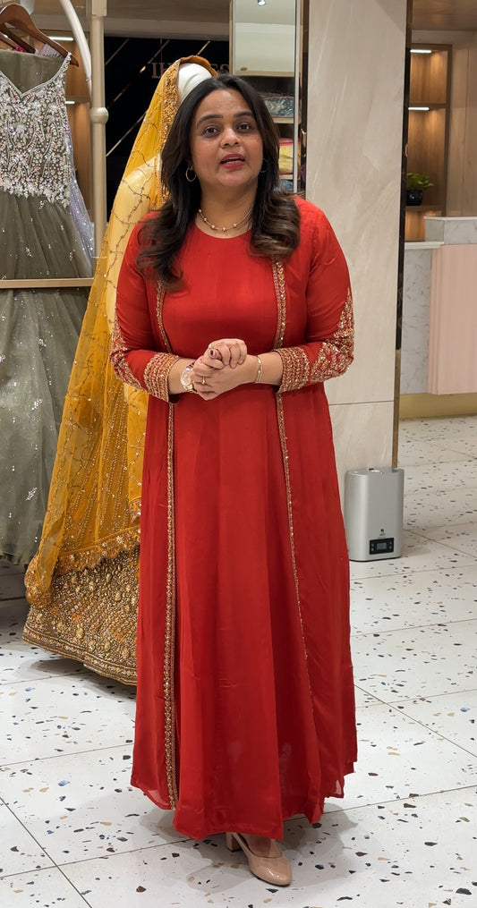 ANARKALI TOP AND JACKET - IHA 27189