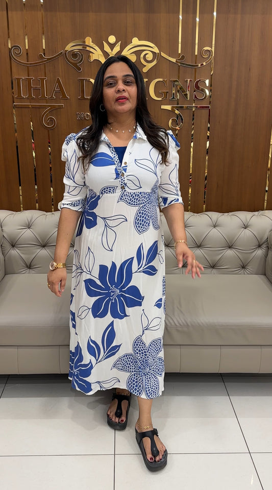 PRINTED RAYON LONG A-LIEN TOPS - IHA 28522