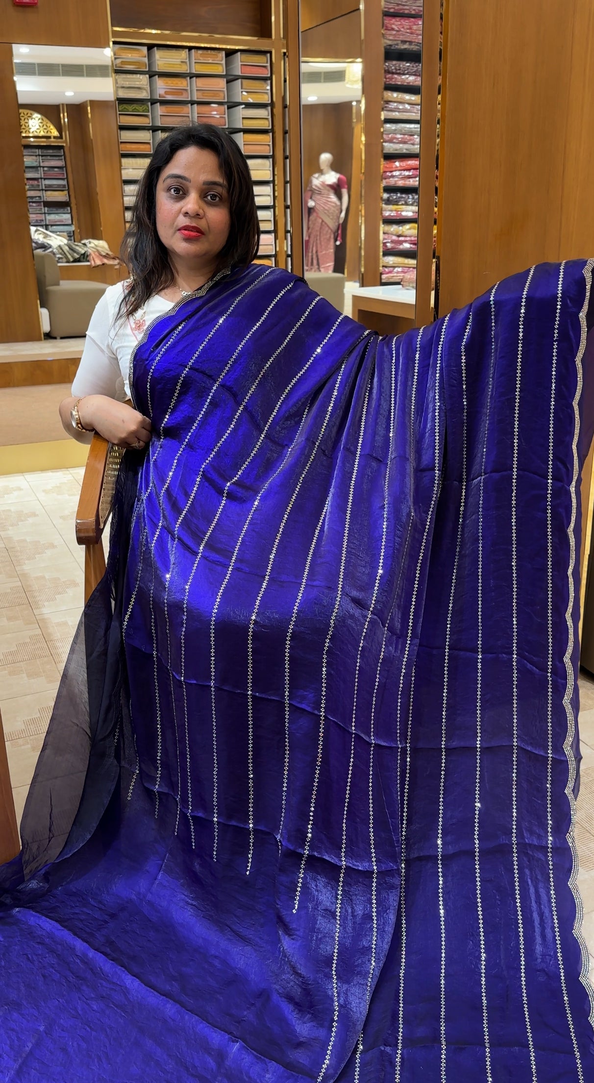 VELVET ORGANZA SAREES - IHA 26816