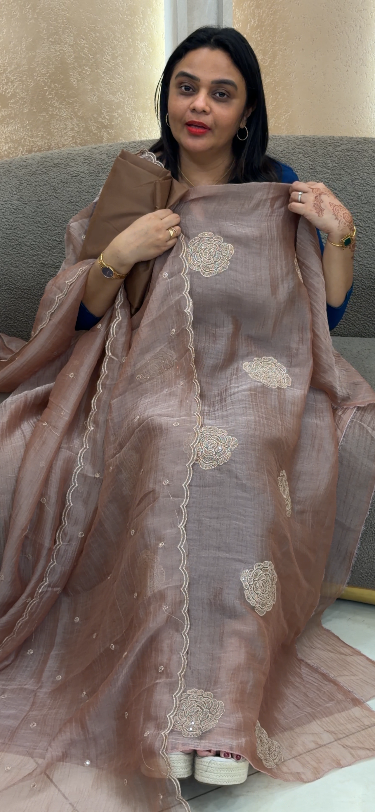 CRUSHED TISSUE UNSTITCHED SALWAR SUITS - IHA 33086
