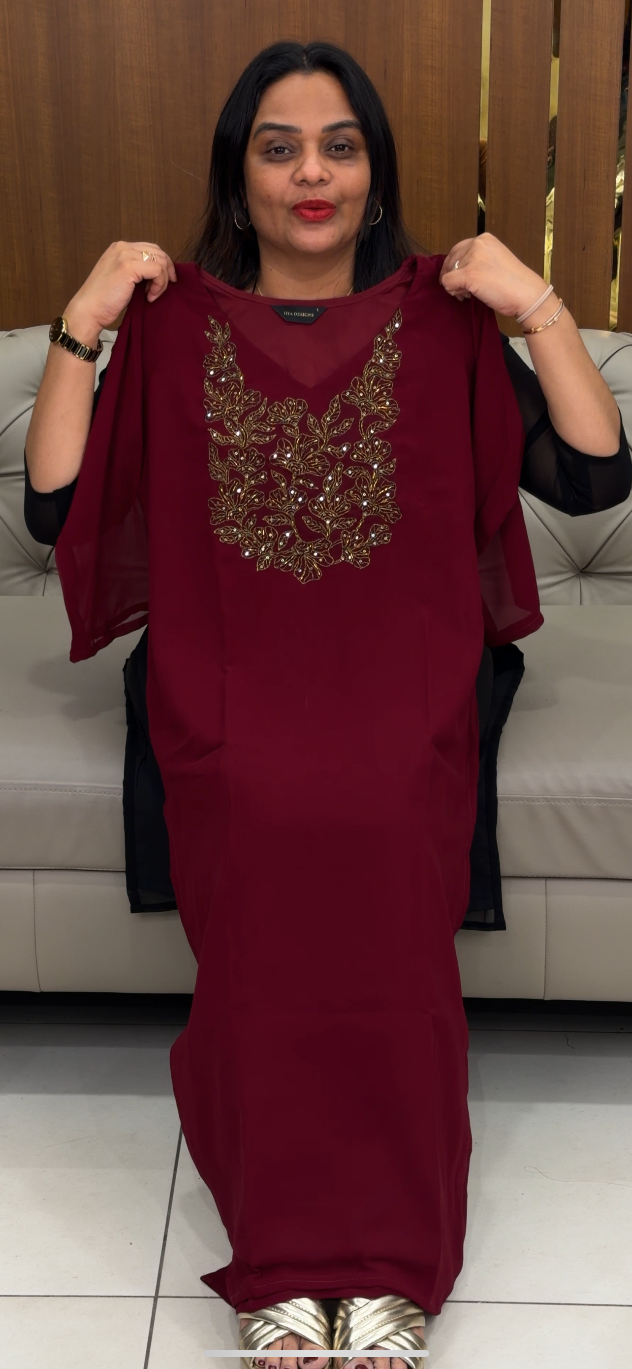 IHA'S IN-HOUSE GEORGETTE SLITTED TOPS  - IHA 30292