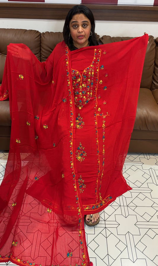 VISCOSE GEORGETTE CHIKANKARI UNSTITCHED SALWAR SUIST - IHA 27181