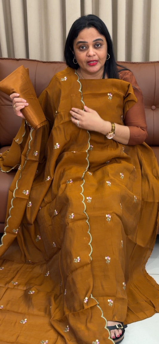 MALAI CHANDERI UNSTITCEHD SALWAR SUITS - IHA 34260