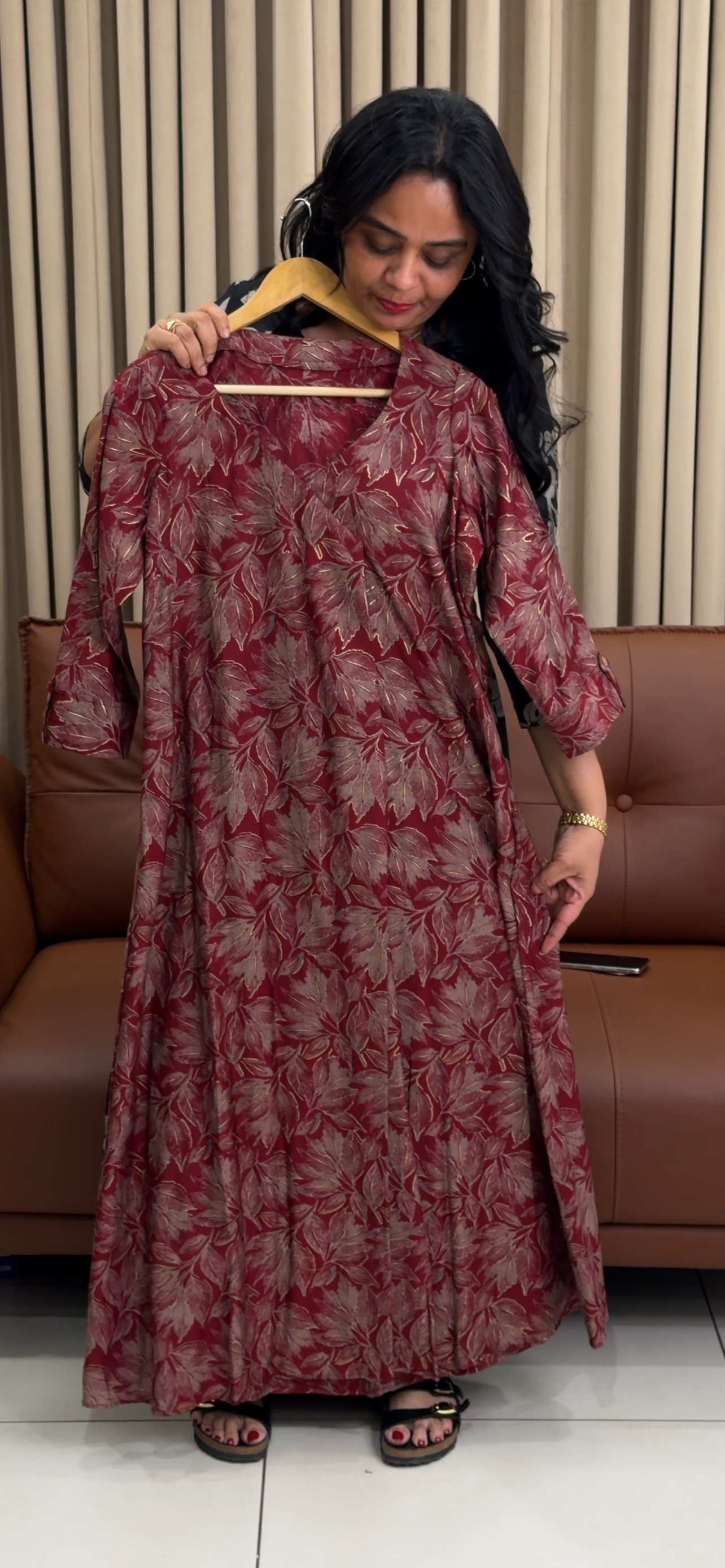 IHA'S IN-HOUSE MODAL CHANDERI LONG TUNIC TOPS - IHA 34437
