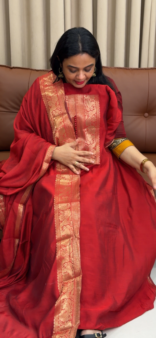 MALAI CHANDERI UNSTITCHED SALWAR SUITS - IHA 34182