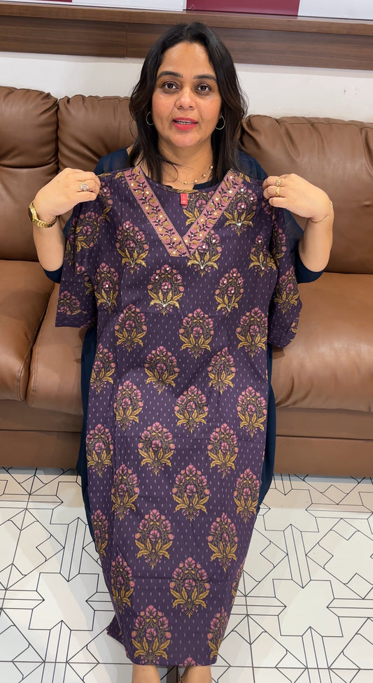 PRINTED LONG SLITTED TOPS - IHA 28270