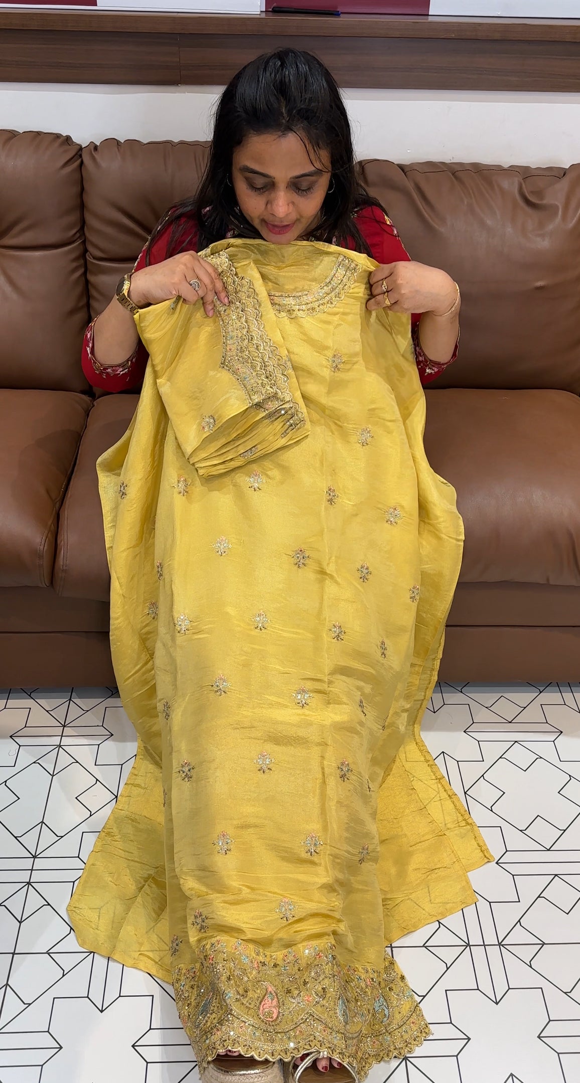 SHIMMER TISSUE UNSTITCHED SALWAR SUITS - IHA 27759