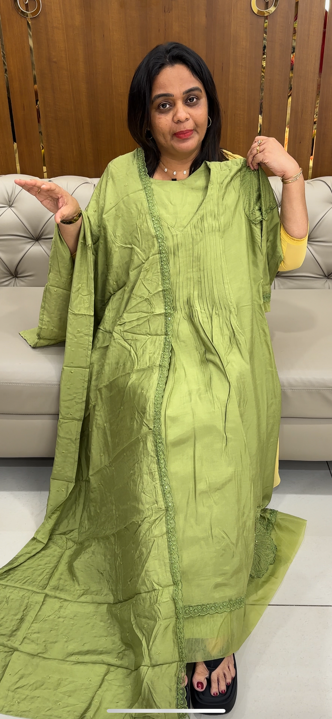 MUSLIN SILK TOP , BOTTOM AND DUPATTA - IHA 28615