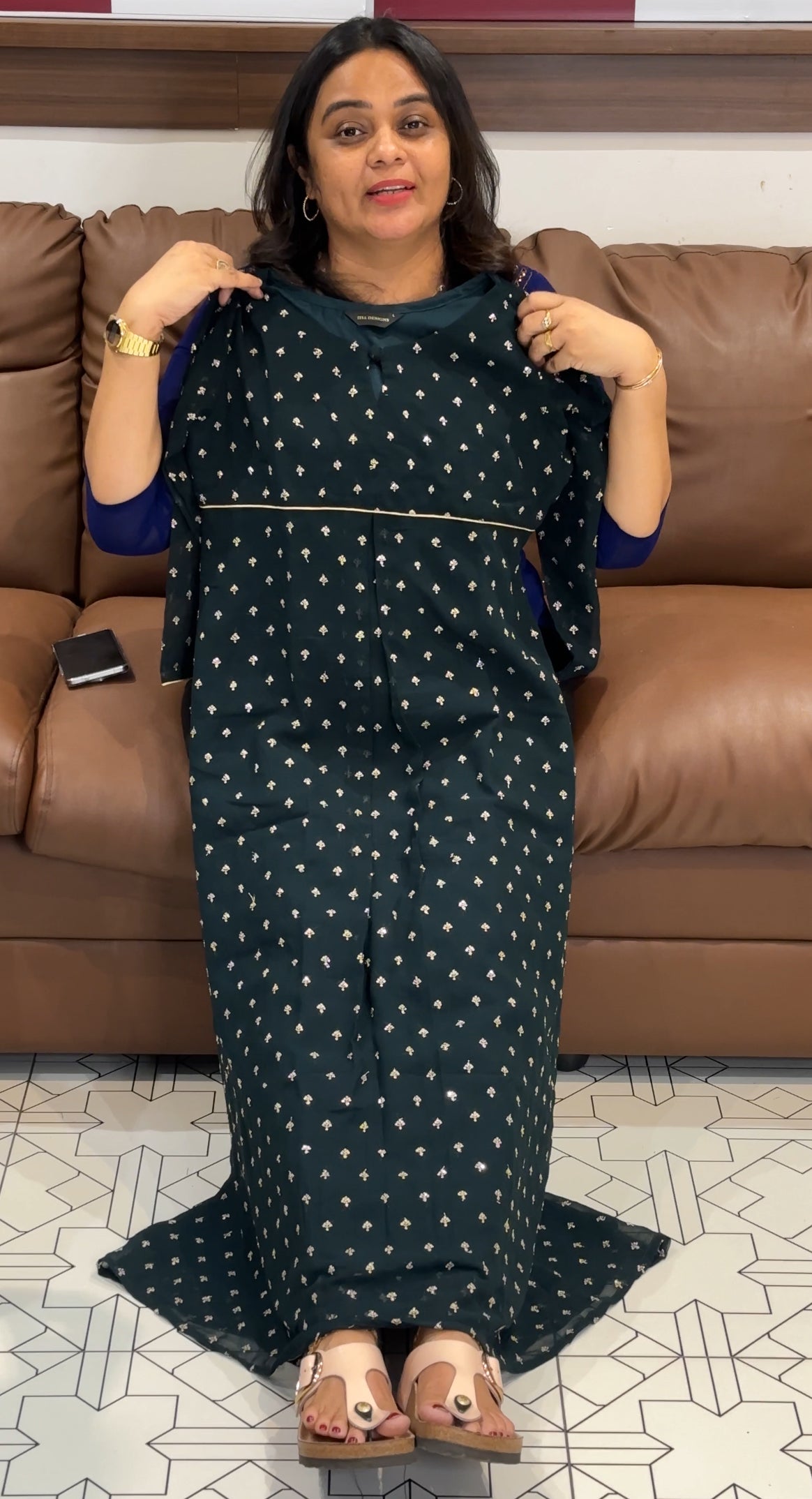 GEORGETTE LONG A-LINE TOPS - IHA 28063