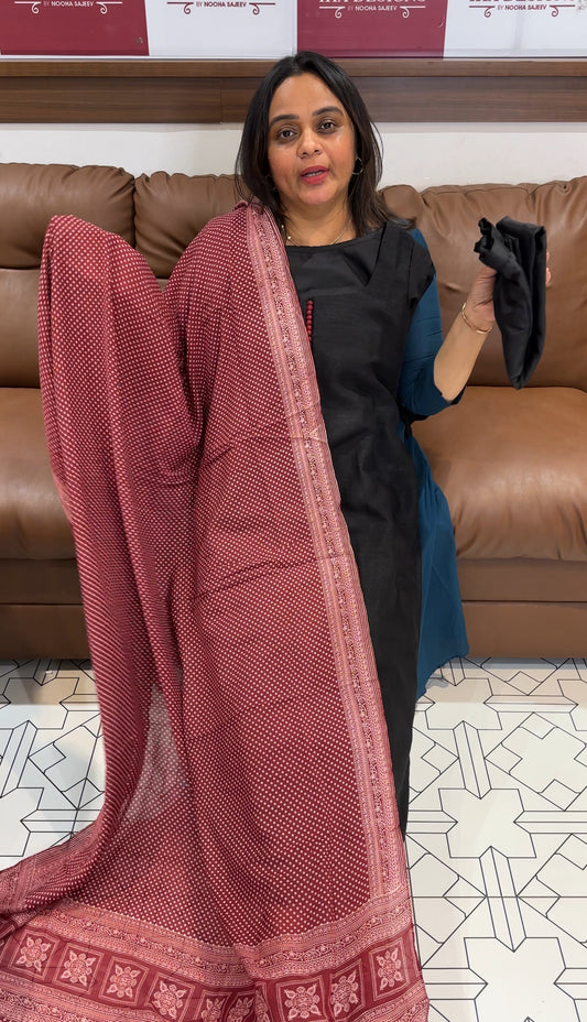SEMI RAW SILK TOP, BOTTOM AND DUPATTA - IHA 27200