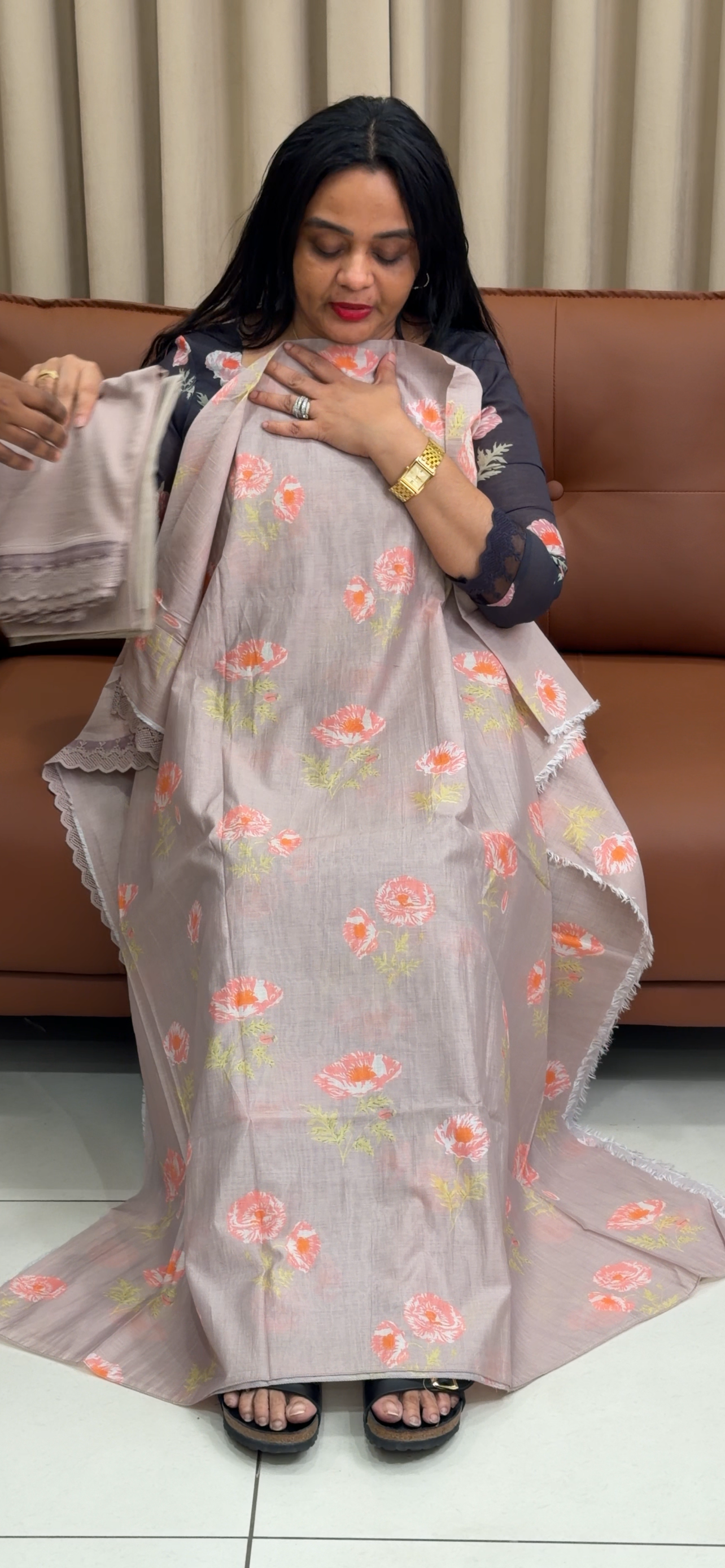 MUL CHANDERI UNSTITCEHD SALWAR SUITS - IHA 35281