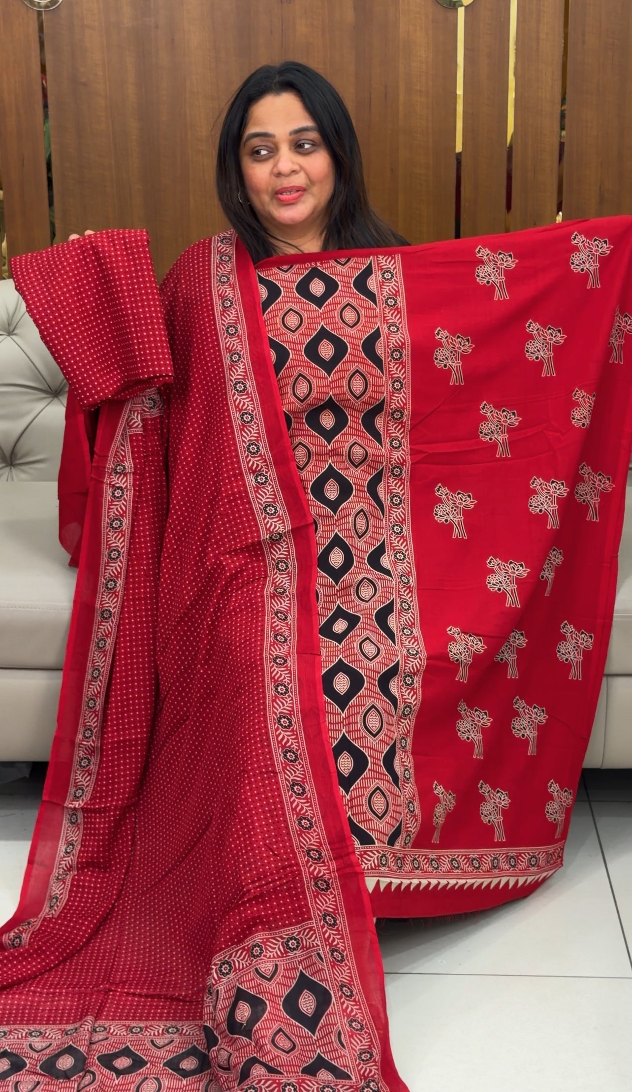 AJRAKH PRINTED UNSTITCHED SALWAR SUITS - IHA 29183