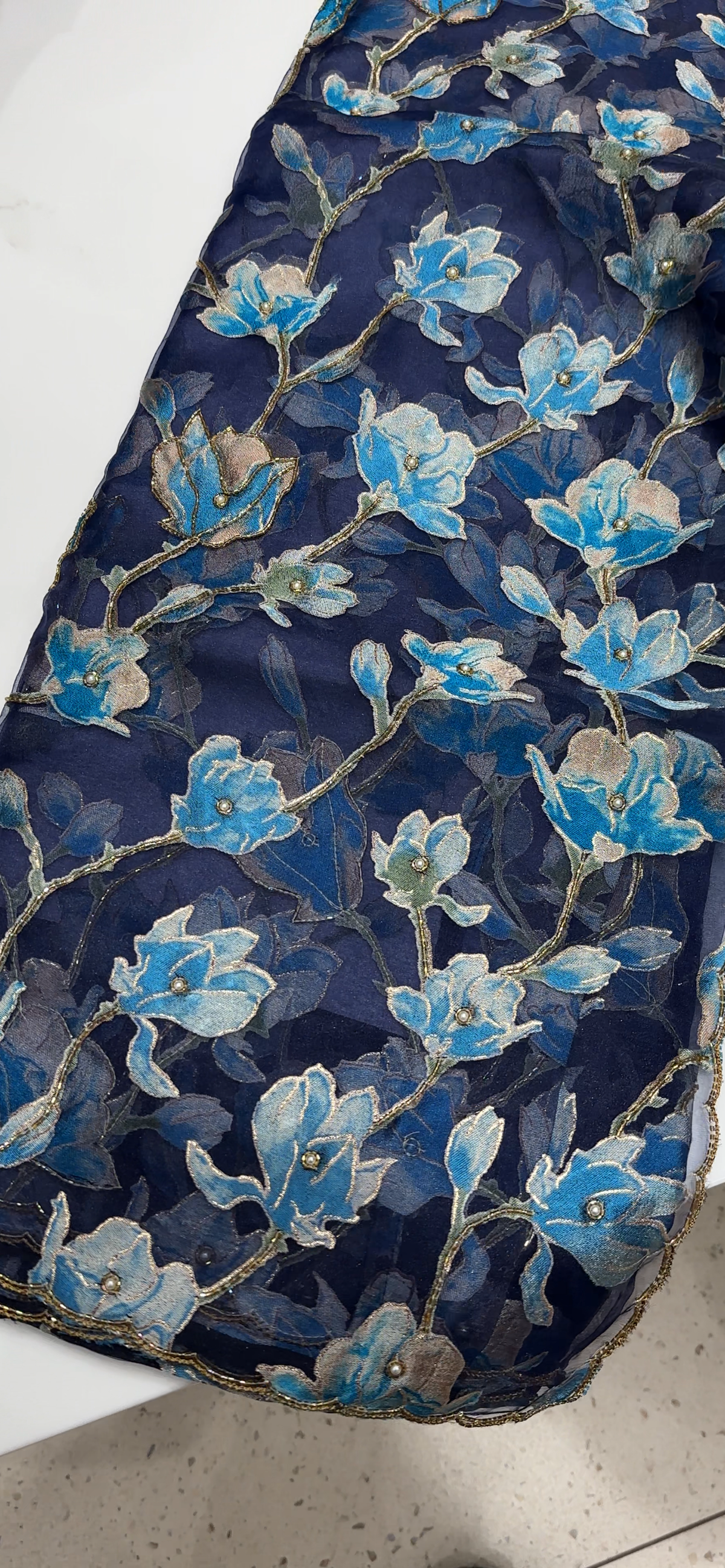 PRINTED ORGANZA SAREES - IHA 35582