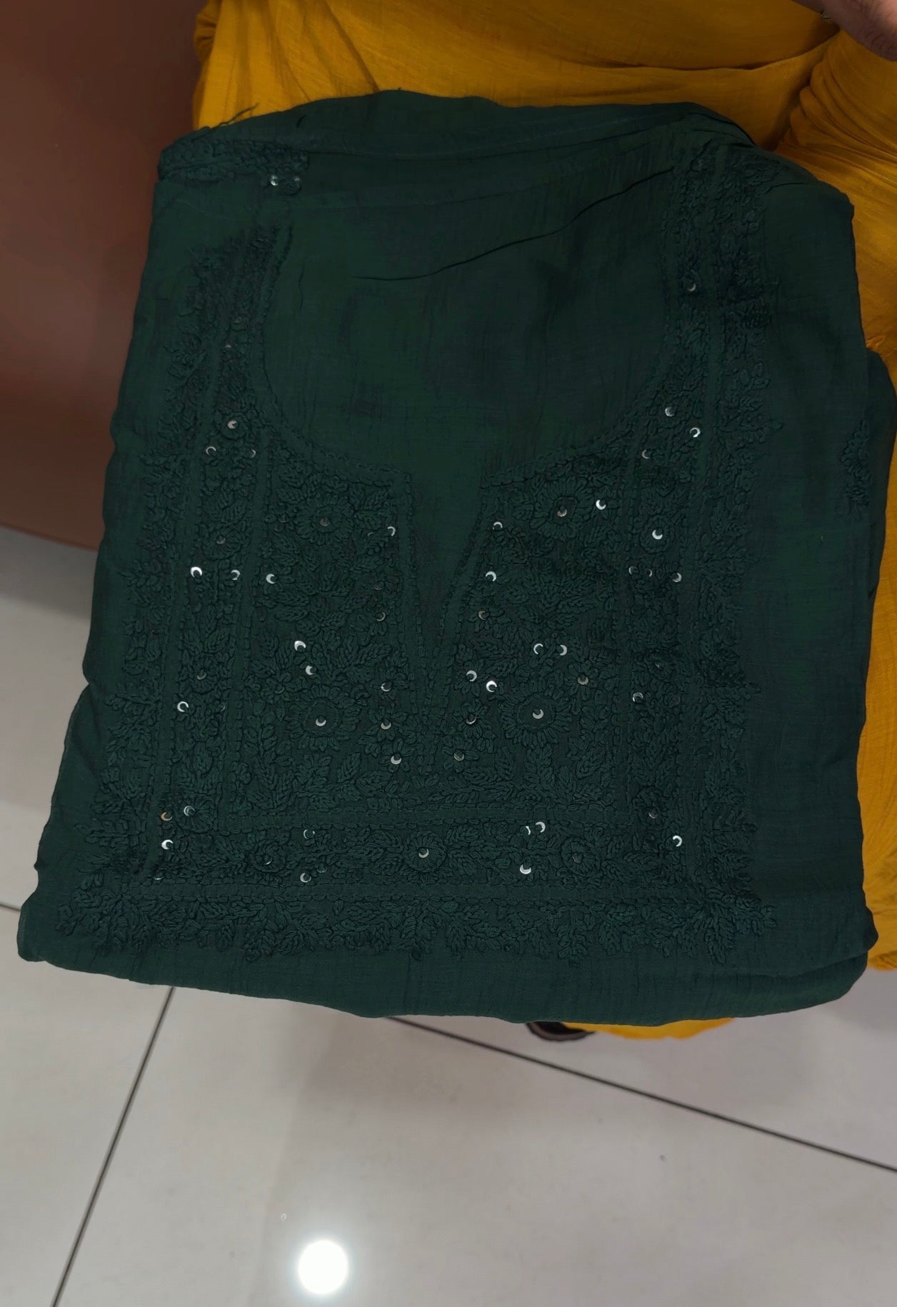 LUCKNOWI CHIKANKARI UNSTITCHED SALWAR SUITS - IHA 34724