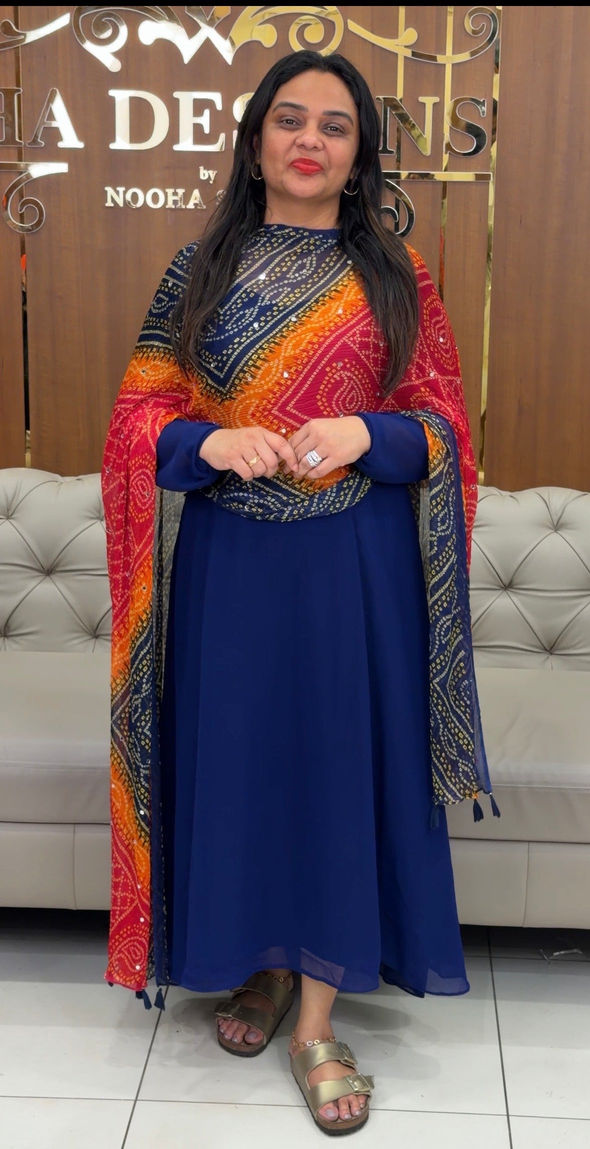 IHA'S IN-HOUSE GEORGETTE ALINE TOP AND DUPATTA - IHA 32308