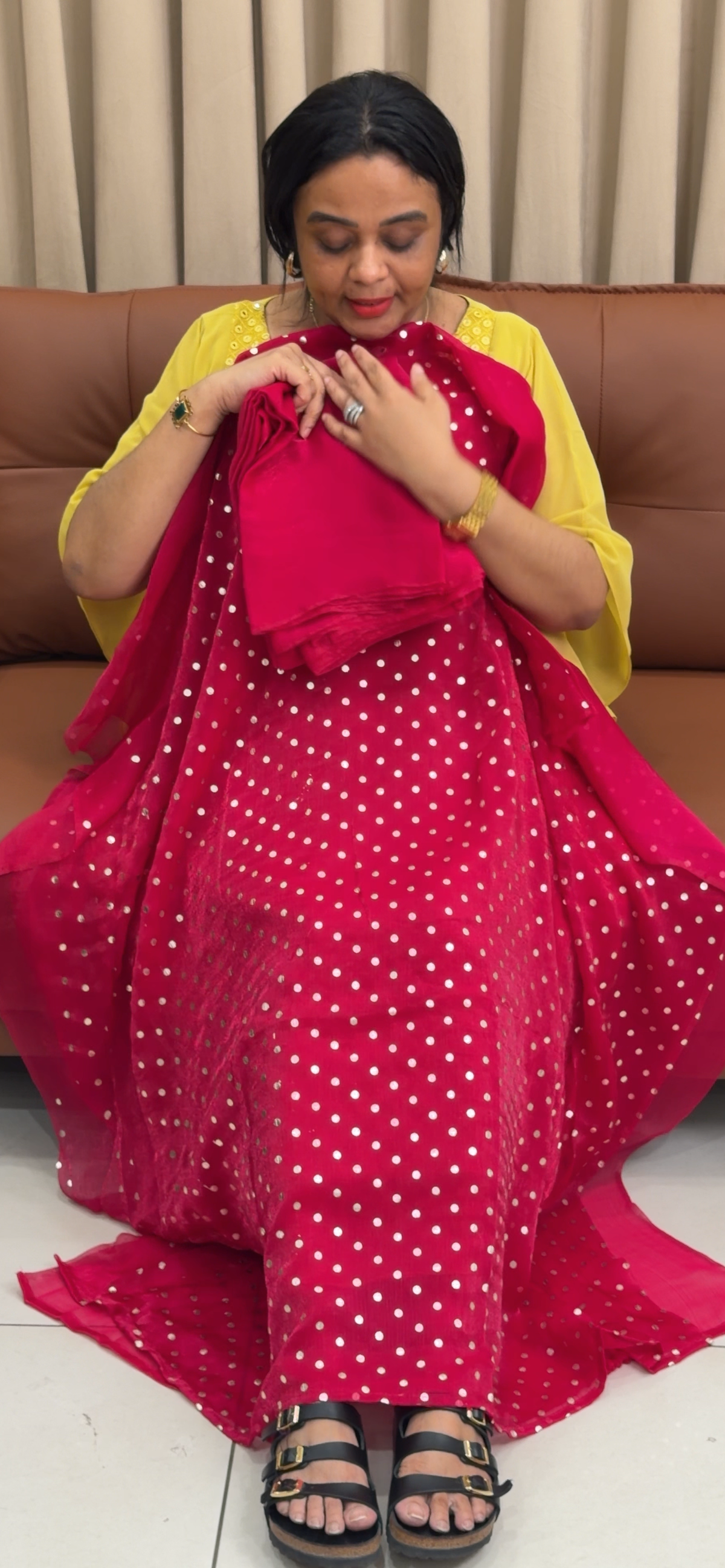 VELVET ORGANZA UNSTITCHED SALWAR SUITS - IHA 35359