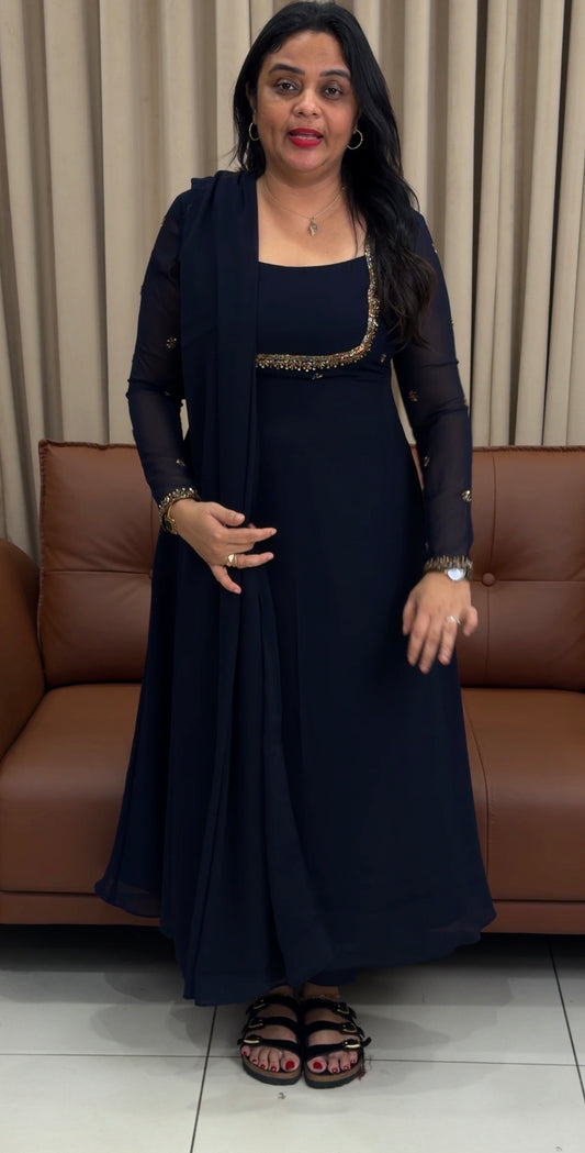 IHA'S IN-HOUSE HANDWORKED ANARKALI TOP AND DUPATTA - IHA 34237
