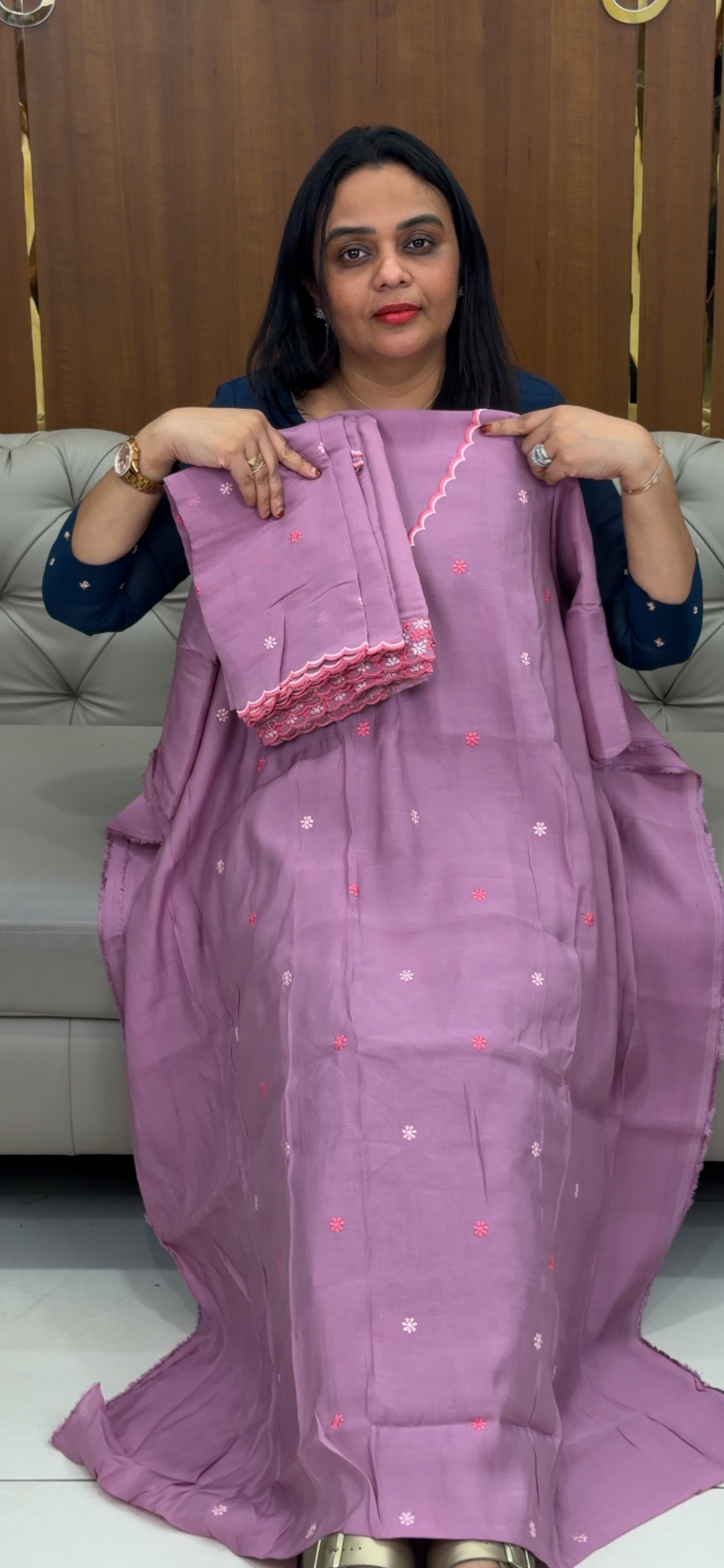 MUL CHANDERI UNSTITCHD SALWAR SUITS - IHA 32188