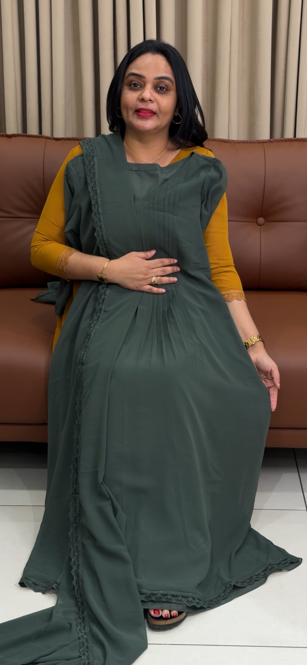IHA'S IN-HOUSE FAUX GEORGETTE ALINE TOP AND DUPATTA - IHA 34337