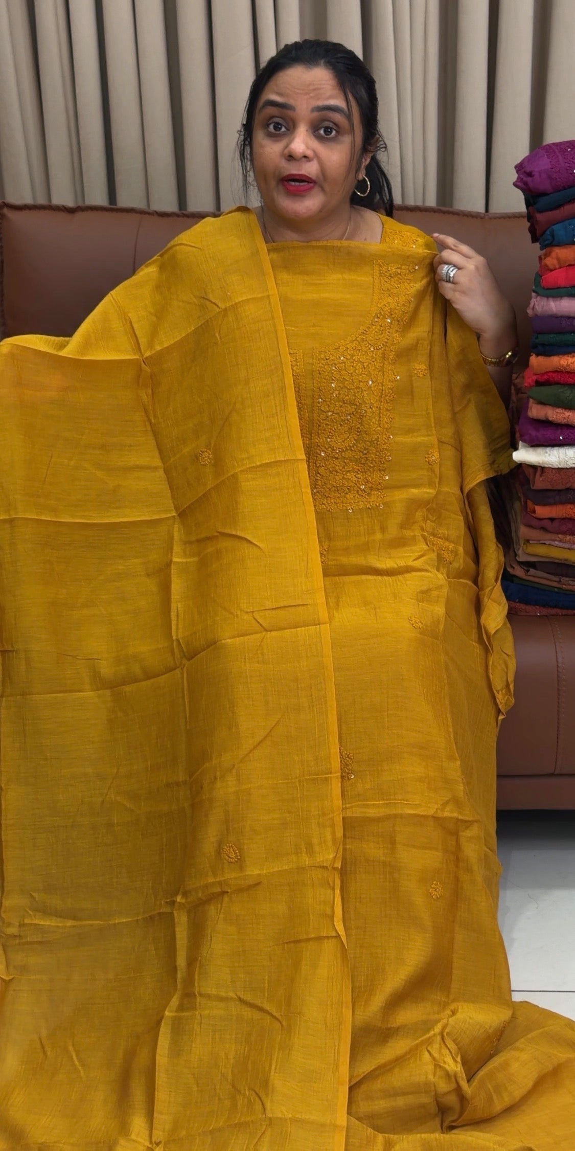 LUCKNOWI CHIKANKARI UNSTITCHED SALWAR SUITS - IHA 34724