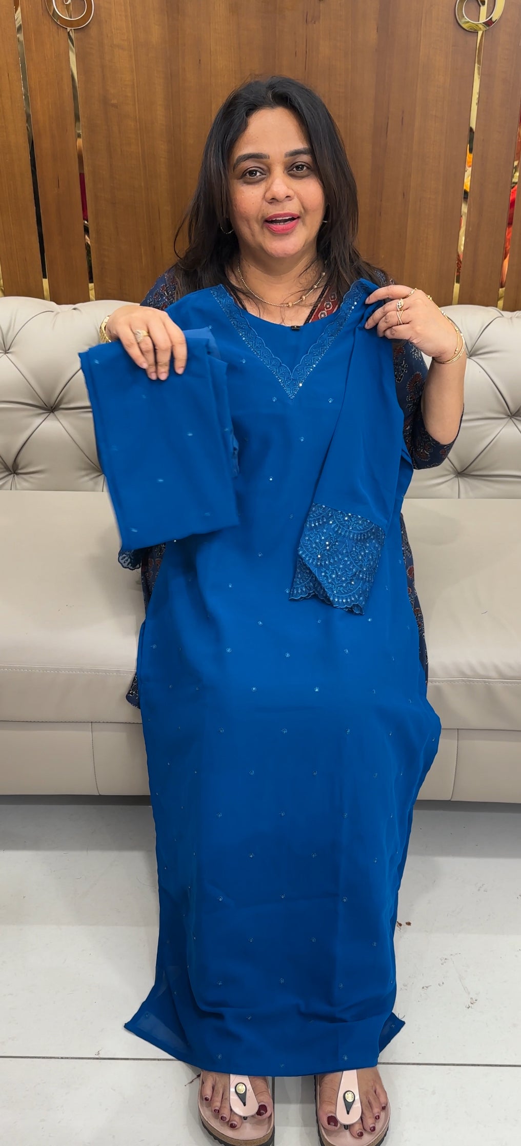 FAUX GEORGETTE TOP,BOTTOM AND DUPATTA - IHA 26989