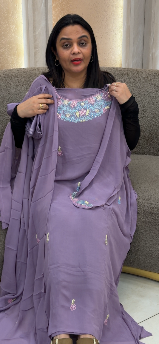 HAND WORKED UNSTITCHED SALWAR SUITS - IHA 32754