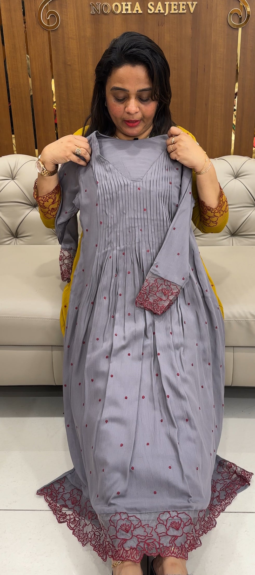CRUSHED RAYON ALINE TOP - IHA 25752