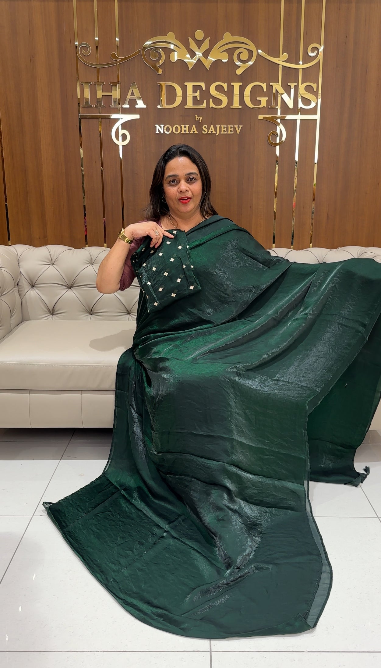VELVET ORGANZA SAREES - IHA 26978