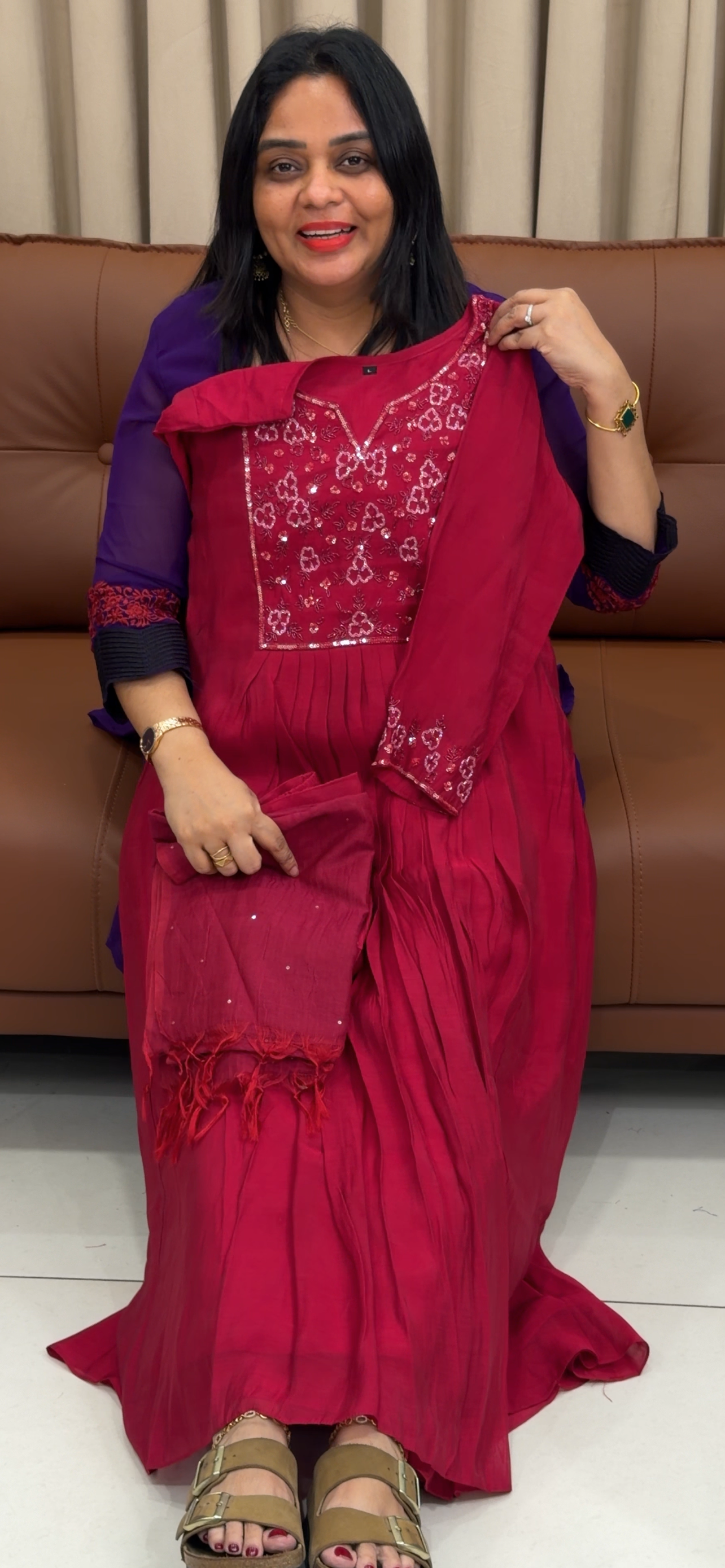 MUL CHANDERI TOP, BOTTOM AND DUPATTA - IHA 33671