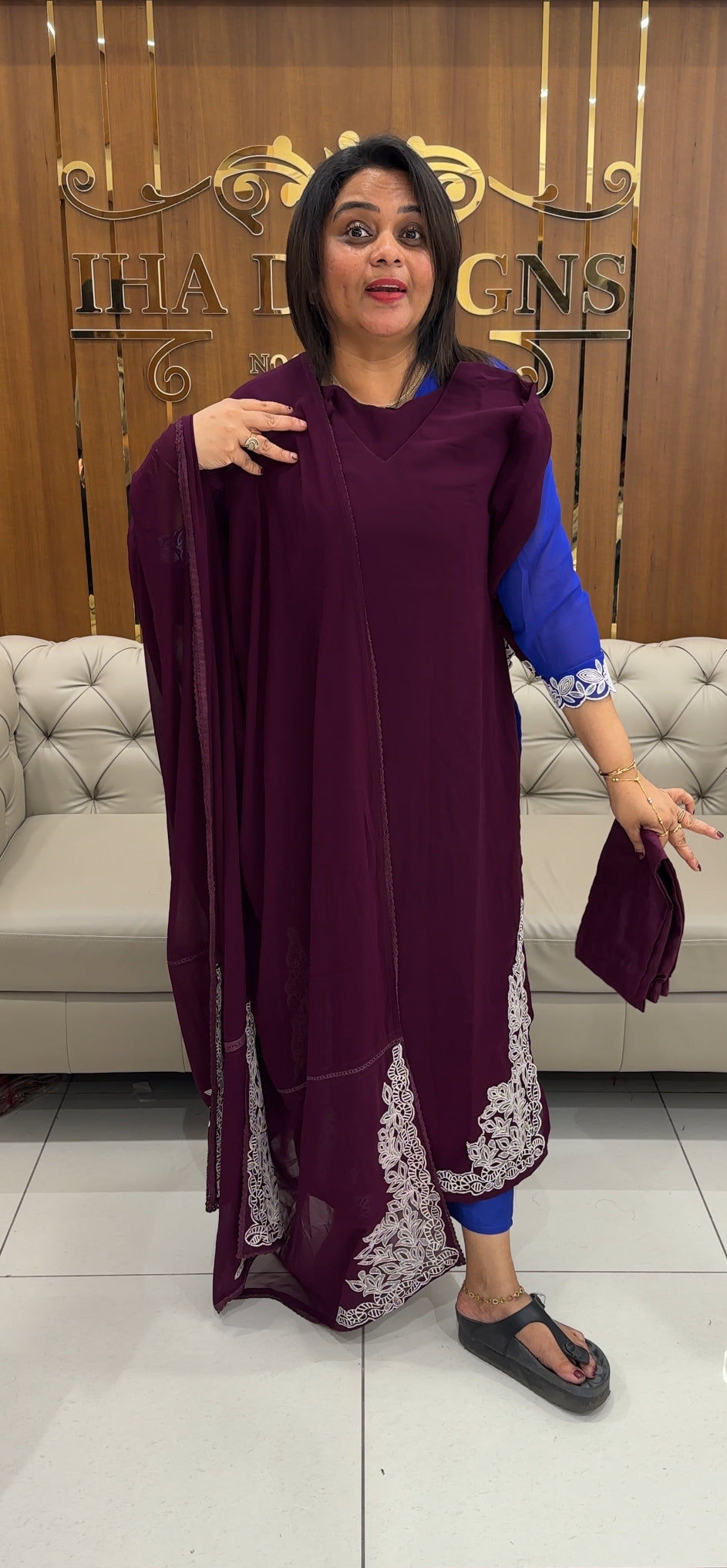 FAUX GEORGETTE TOP,BOTTOM AND DUPATTA - IHA 25778