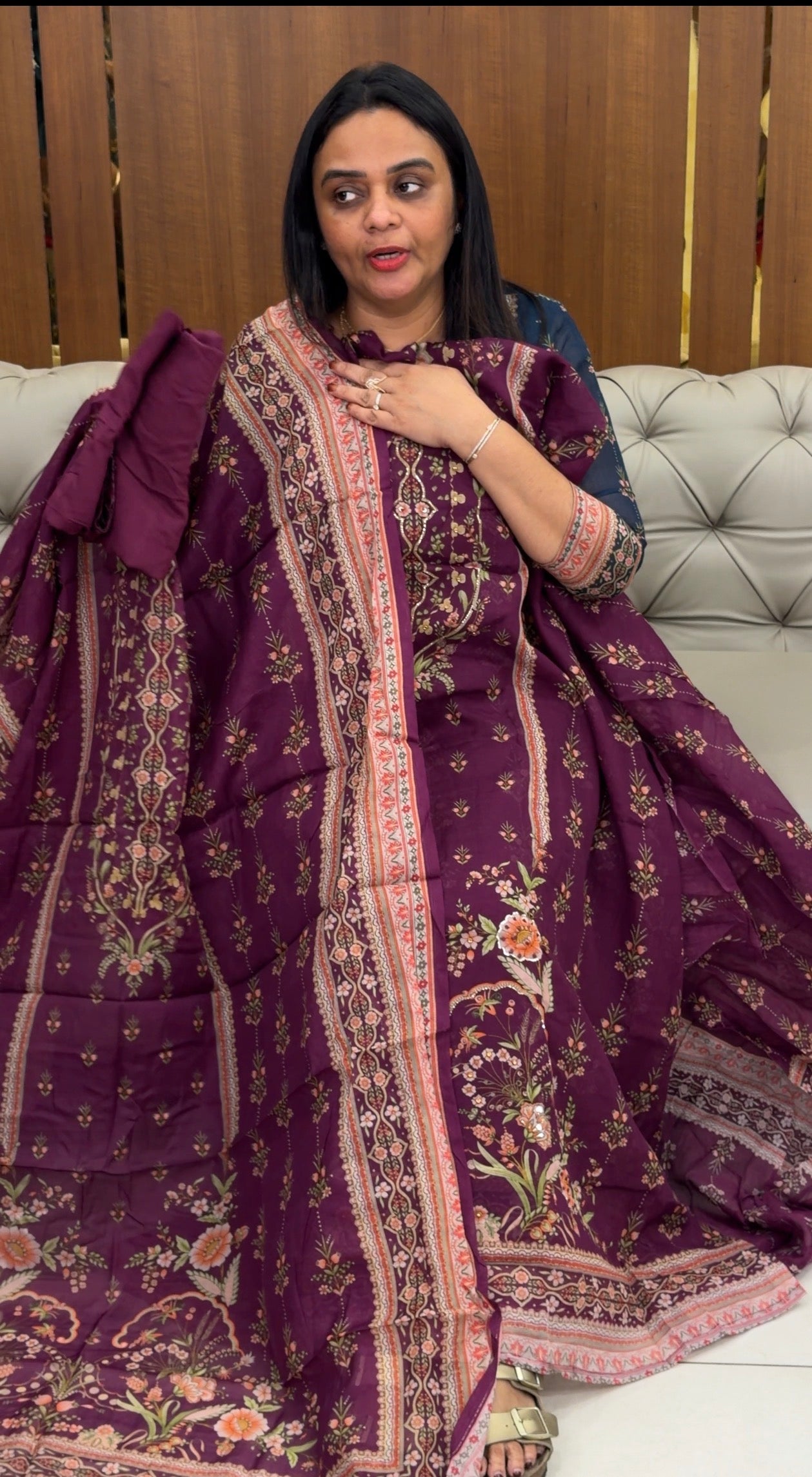 PRINTED MUL CHANDERI UNSTITCHED SALWAR SUITS - IHA 32278