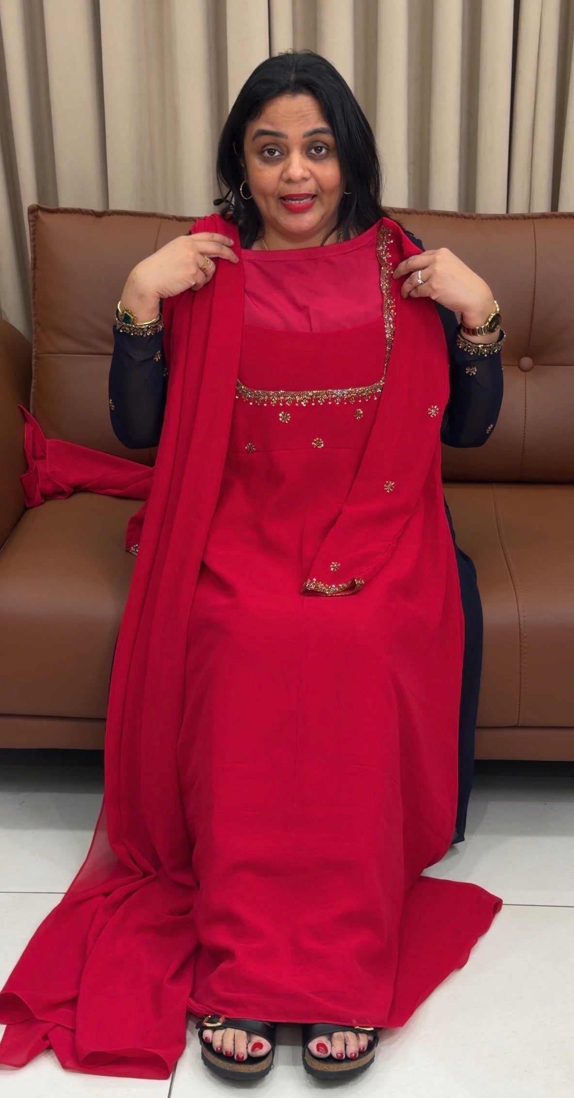 IHA'S IN-HOUSE HANDWORKED ANARKALI TOP AND DUPATTA - IHA 34237
