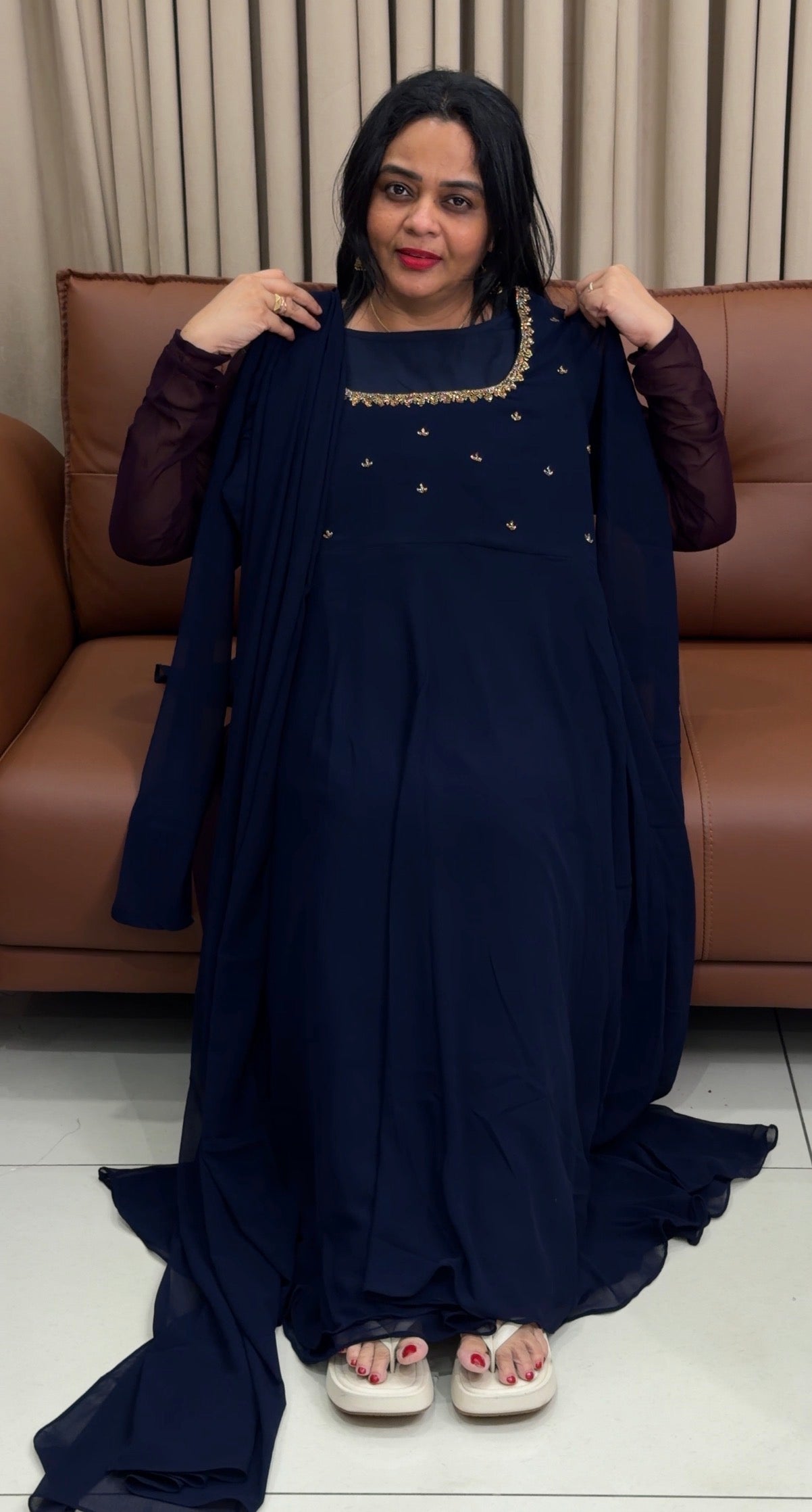 IHA'S IN-HOUSE HAND WORKED ANARKALI TOP AND DUPATTA - IHA 34470