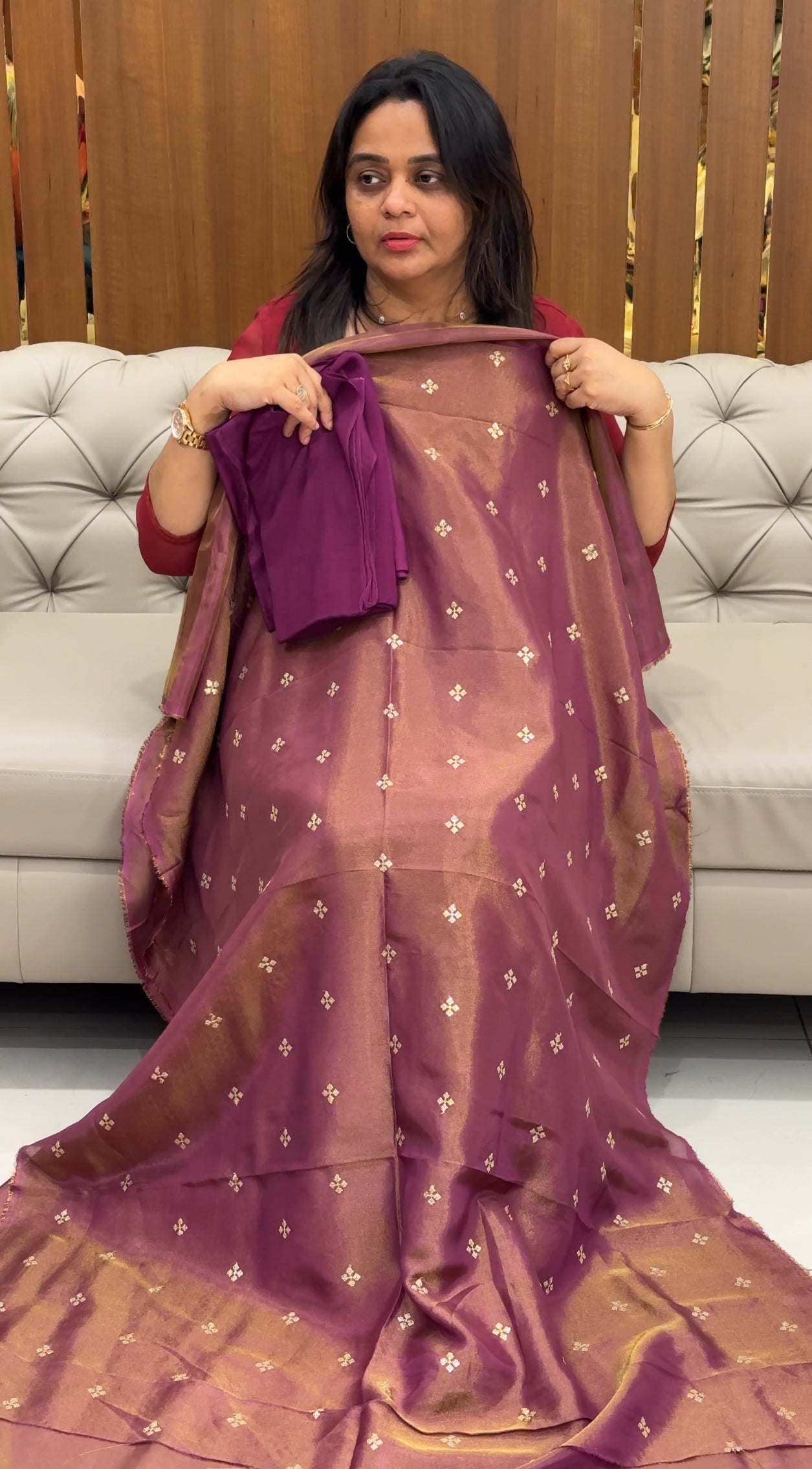 TISSUE UNSTITCHED SALWAR SUITS - IHA 29252