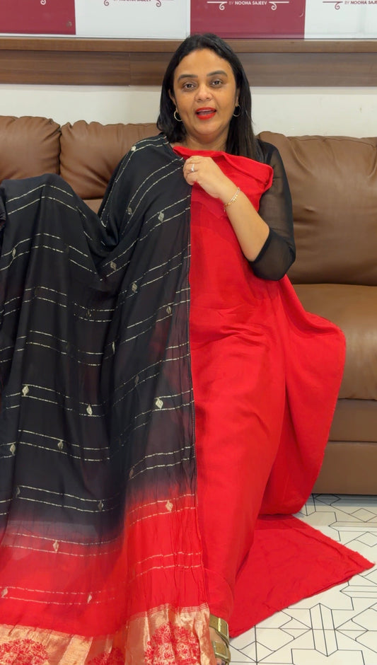 SEMI MUL CHANDERI UNSTITCHED SALWAR - IHA 32869