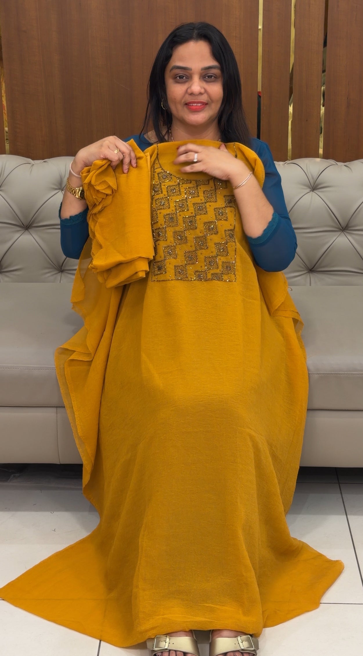 HANDWORKED UNSTITCHED SALWAR SUITS - IHA 30707