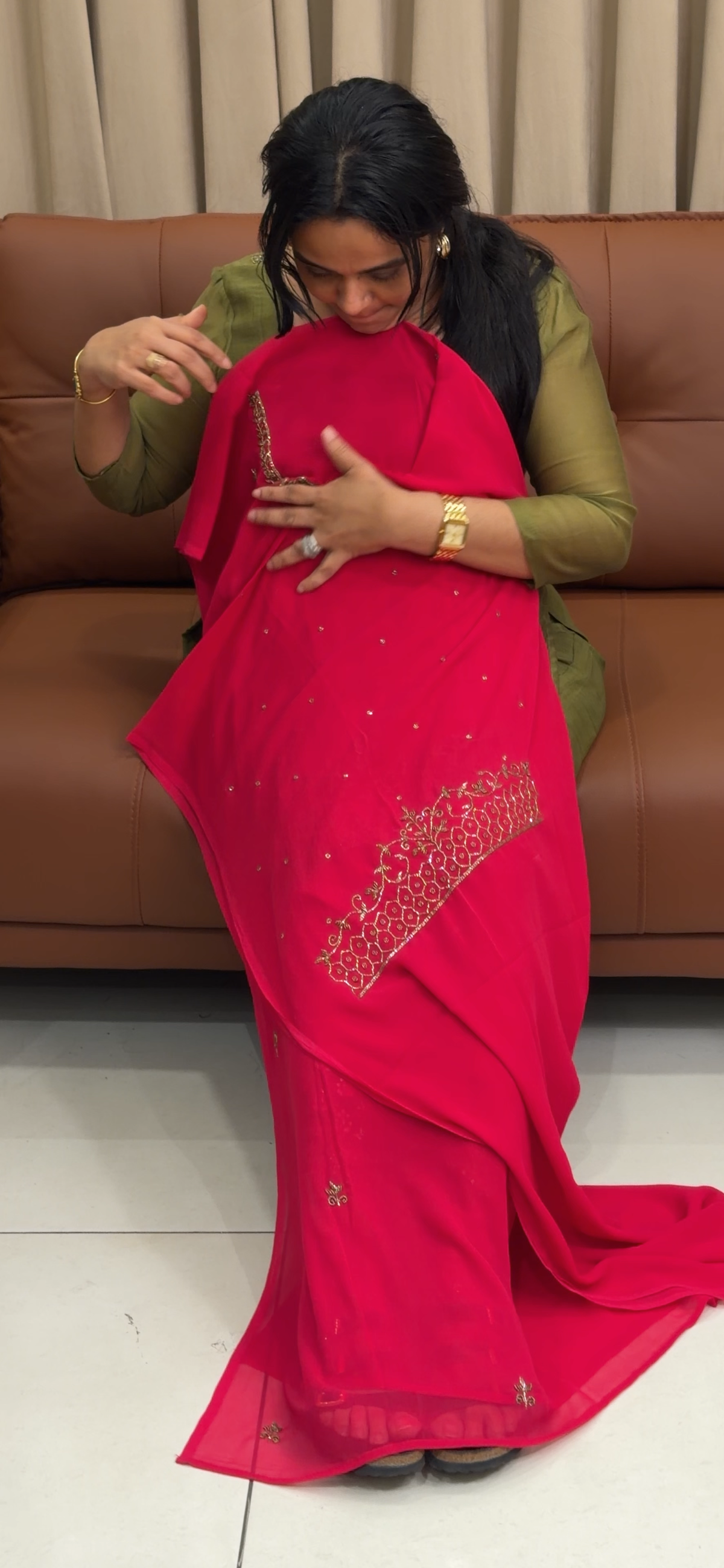HANDWORKED UNSTITCHED SALWAR SUITS - IHA 35370