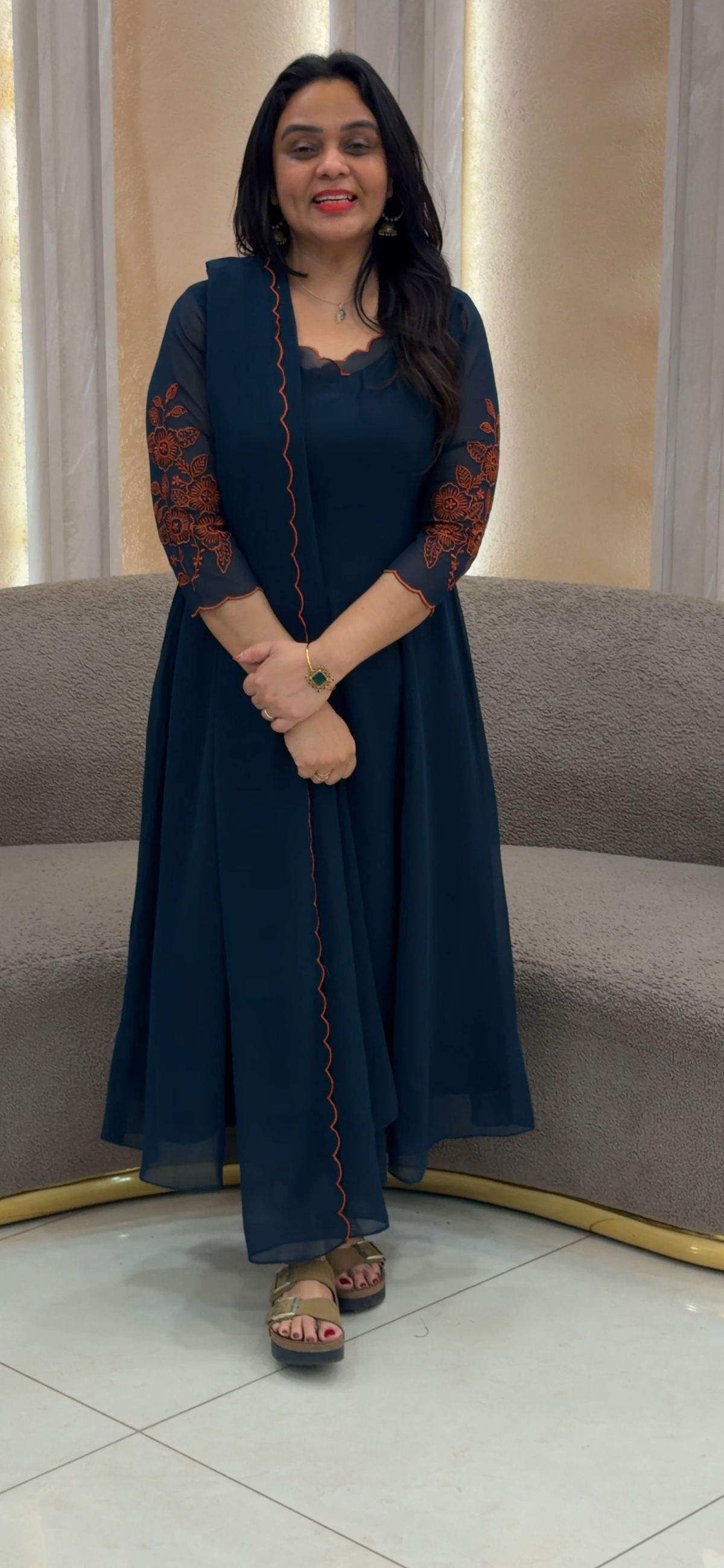 IHA'S IN-HOUSE GEORGETTE ALINE TOP AND DUPATTA - IHA 35186