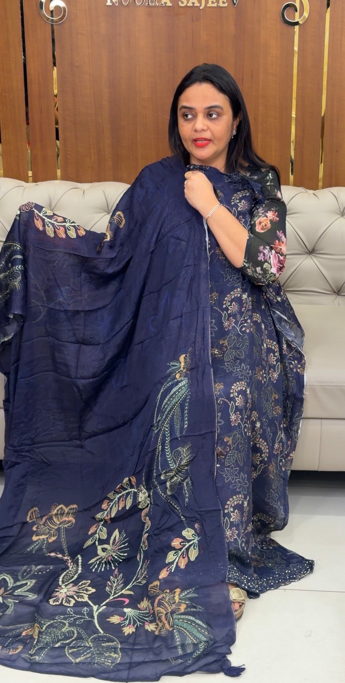 PRINTED CHINON UNSTITCHED SALWAR SUITS - IHA 32385