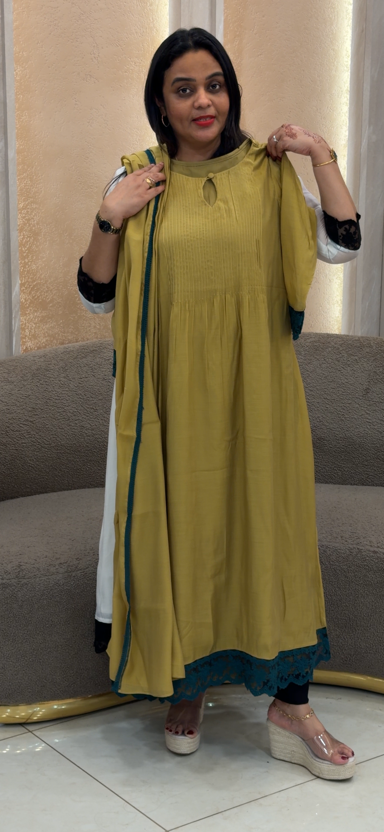 IHA'S IN-HOUSE MUL CHANDERI ALIEN TOP AND DUPATTA -  IHA 33756