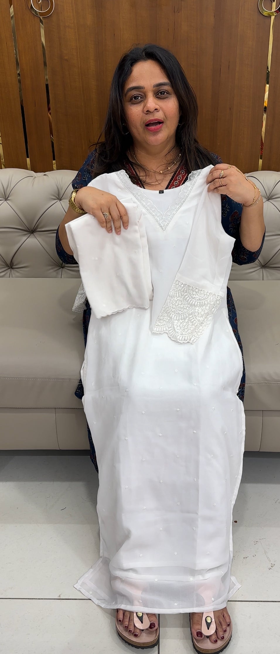 FAUX GEORGETTE TOP,BOTTOM AND DUPATTA - IHA 26989