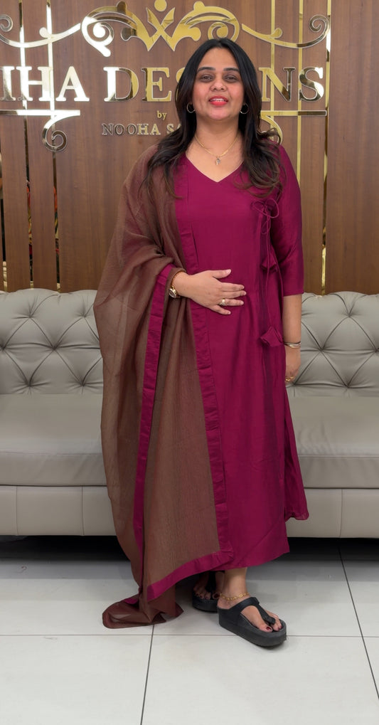 IHA'S IN-HOUSE SEMI RAW SILK ALINE TOP AND DUPATTA - IHA 28897