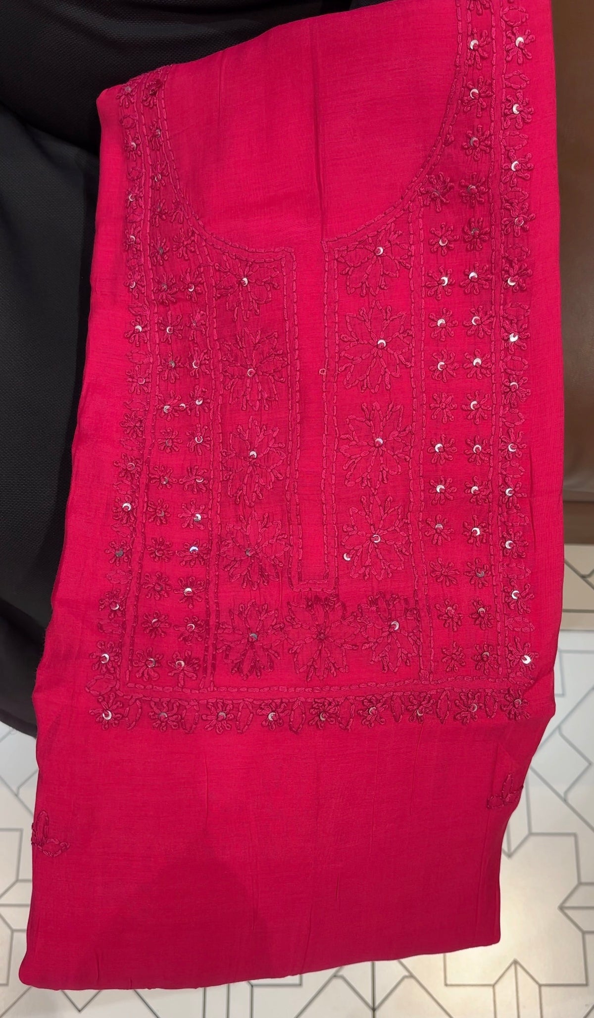 LUCKNOWI CHIKANKARI UNSTITCHED SALWAR SUITS - IHA 35992