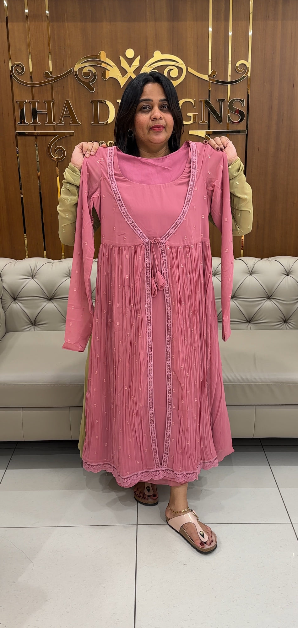 IHA'S IN-HOUSE FAUX GEORGETTE ALINE TOP AND JACKET - IHA 27012