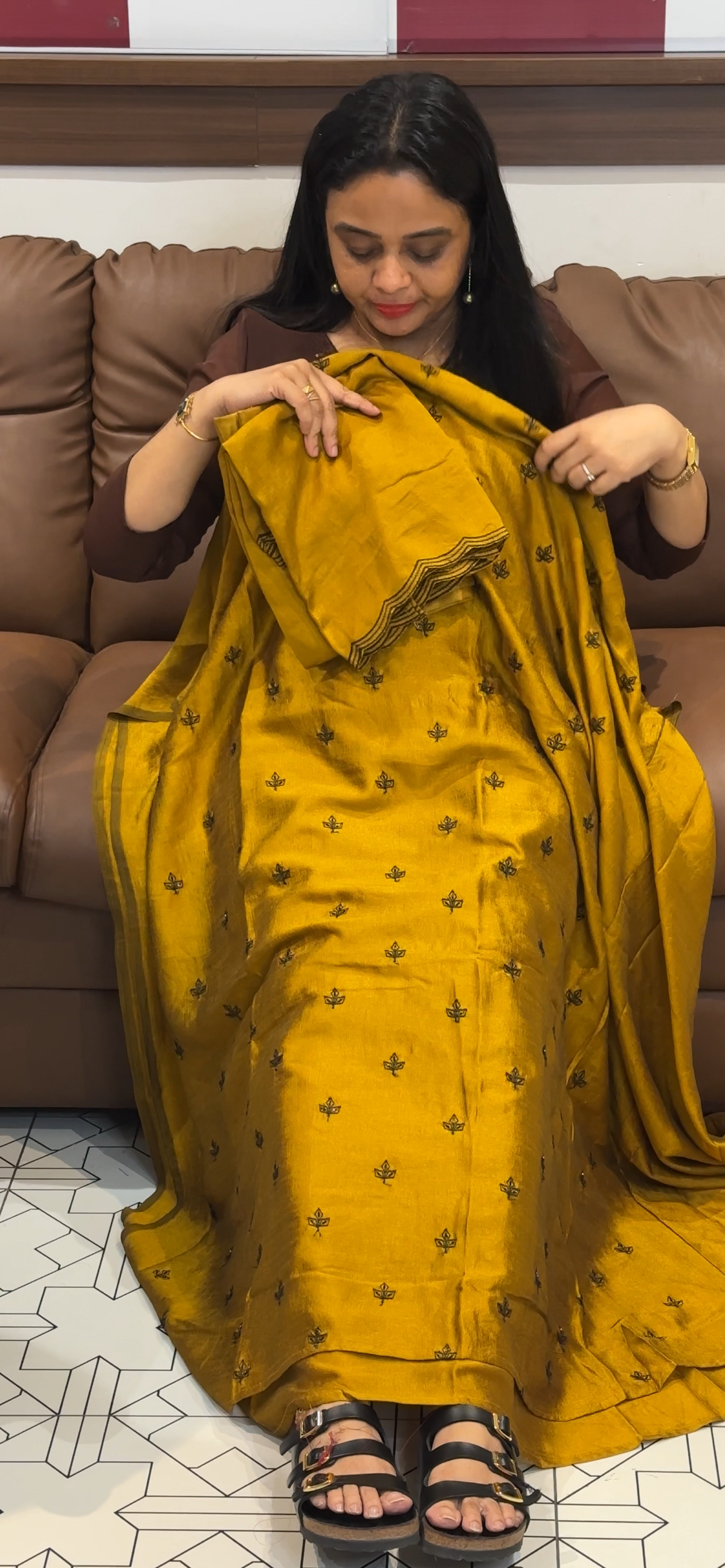 SEMI RAW SILK UNSTITCHED SALWAR SUITS - IHA 35652