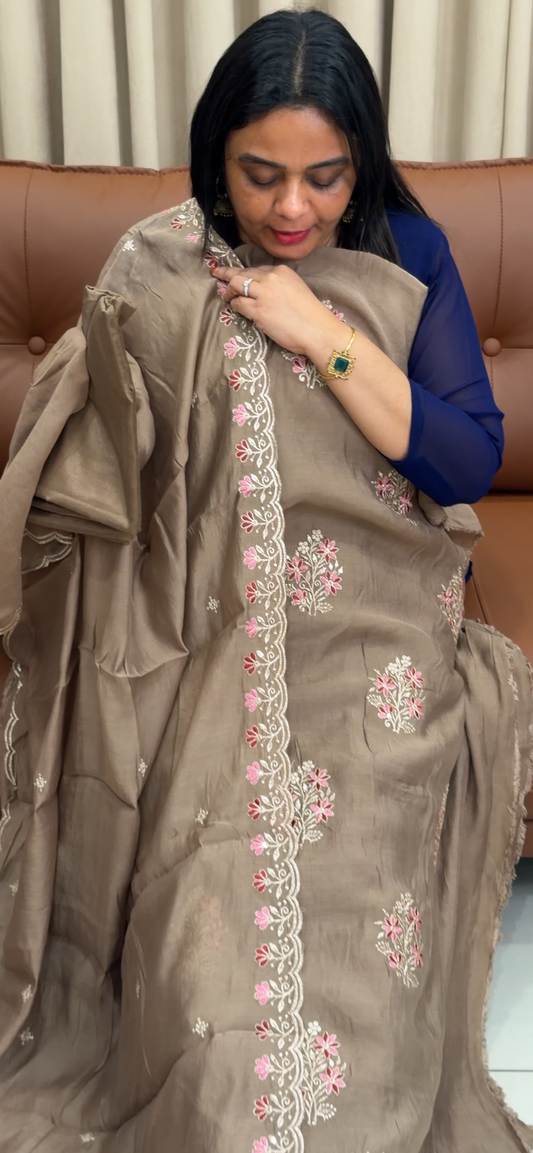 MUL CHANDERI UNSTITCHED SALWAR SUITS - IHA 33651