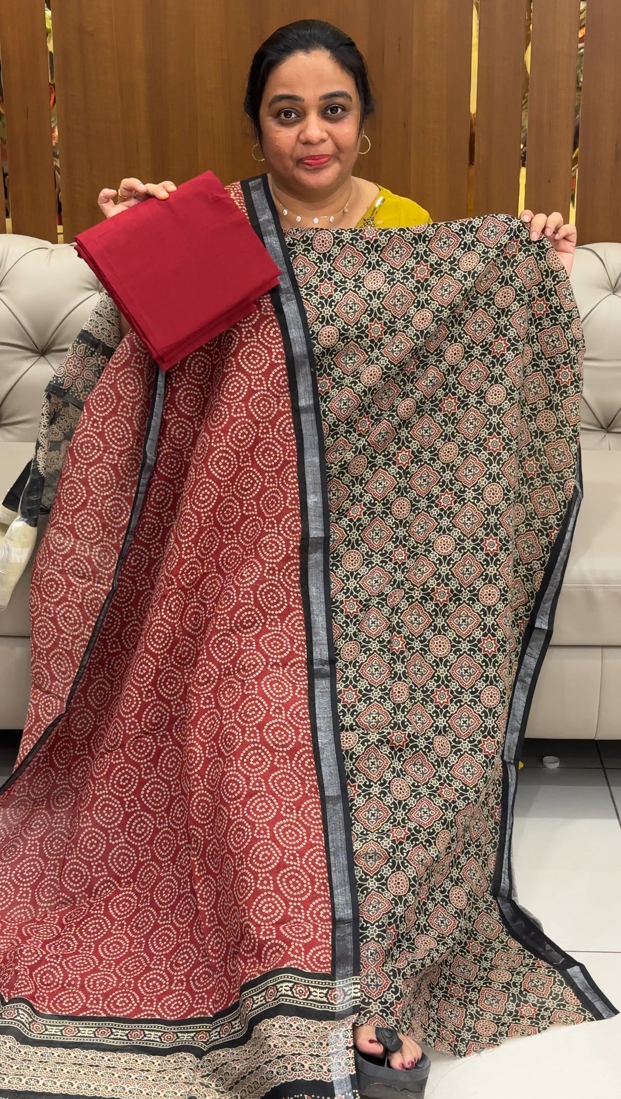 AJRAKH PRINTED UNSTITCHED SALWAR SUITS - IHA 28576