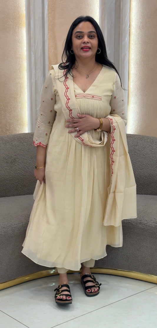 IHA'S IN-HOUSE MALAI CHANDERI TOP,BOTTOM AND DUPATTA - IHA 34342