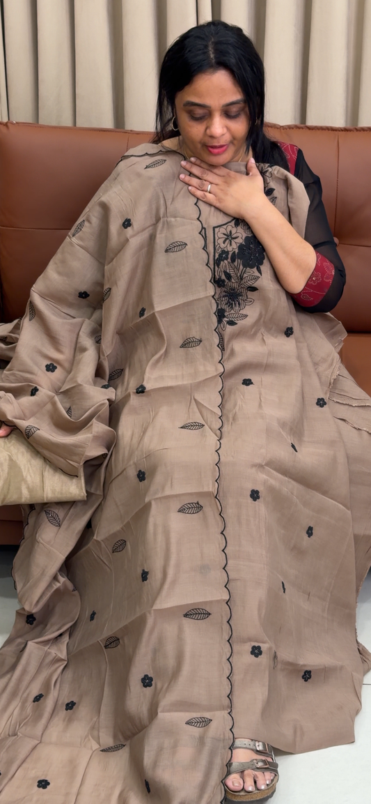 SILK LINEN UNSTITCHED SALWAR SUITS - IHA 36103