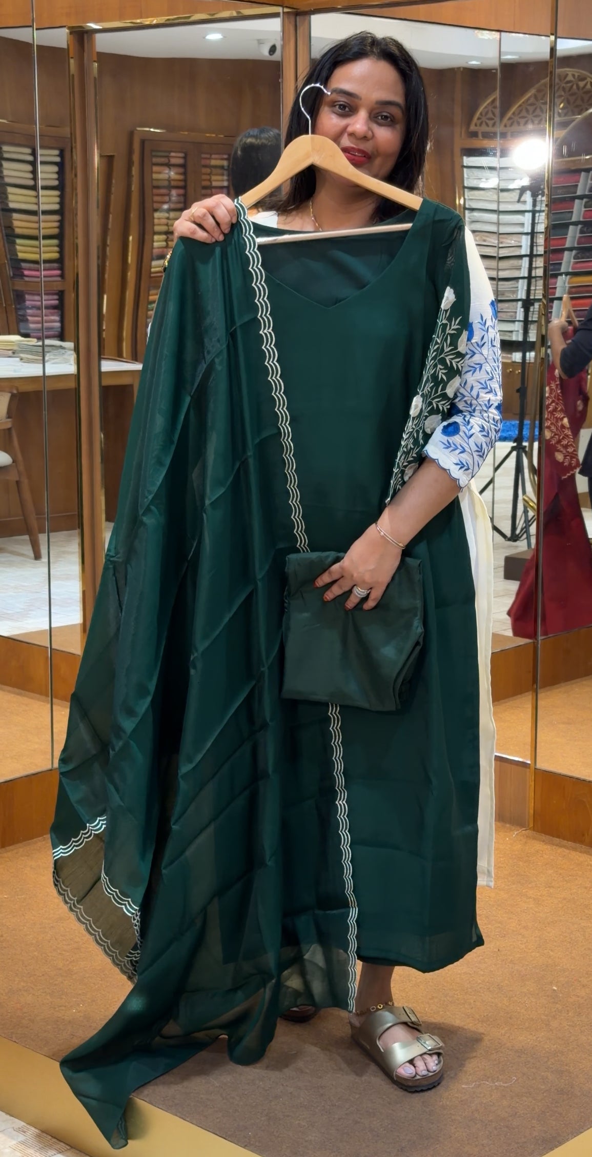 IHA'S IN-HOUSE MALAI CHANDERI TOP ,BOTTOM AND DUPATTA - IHA 32510